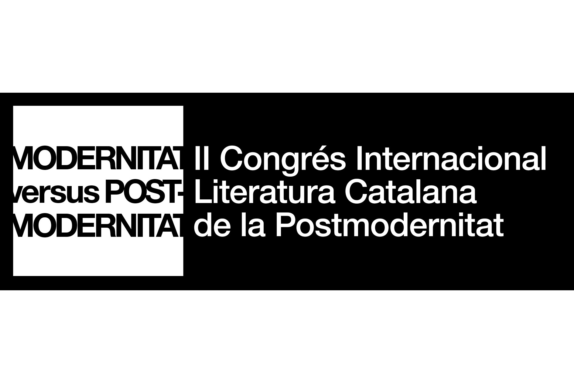Logo negatiu del II Congrés Internacional de Literatura Catalana de la Postmodernitat